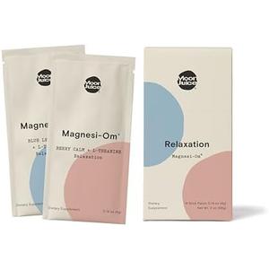 Moon Juice - Magnesi-Om, Berry & Blue Lemon - Sticks (14 Servings) - Support Brain Health, Rest - Magnesium Powder - L-Theanine - Regularity - 100% Traceable - Vegan, Non GMO - 0.14oz,  Best by May 2026