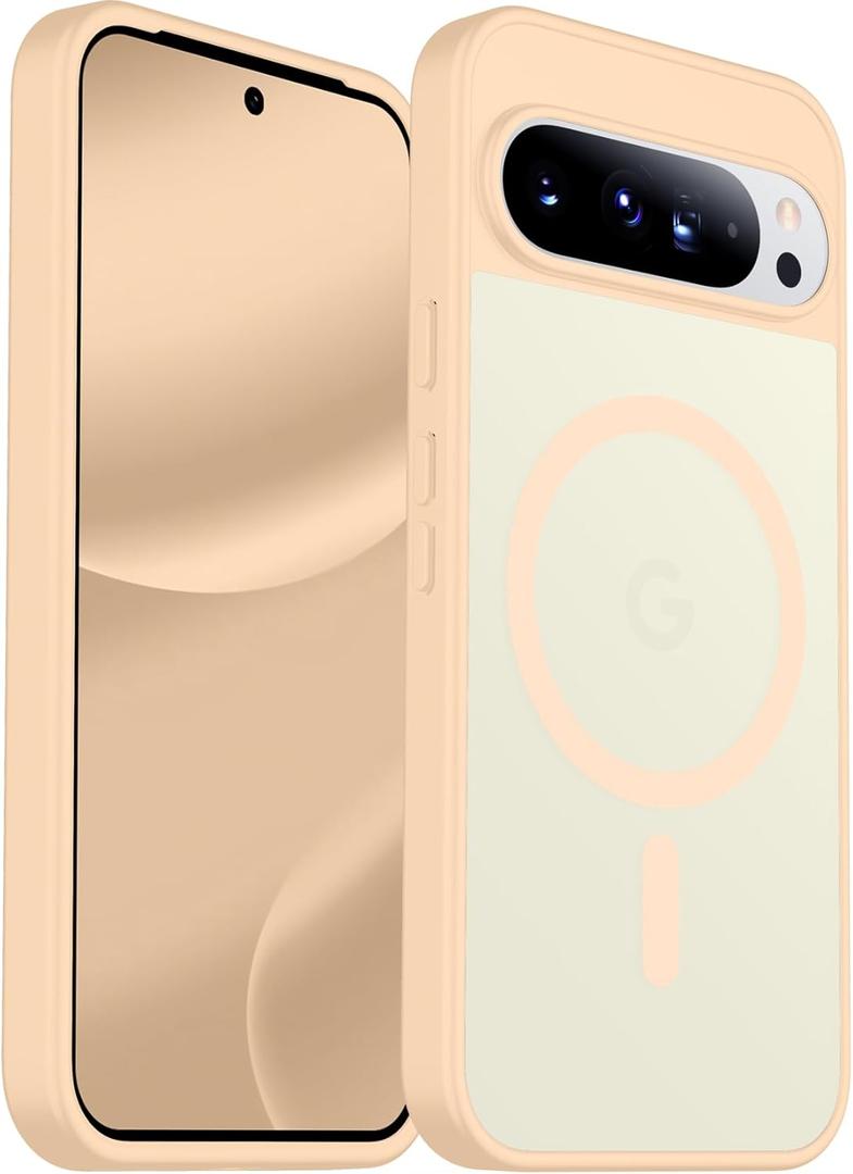 SPIDERCASE Magnetic for Google Pixel 10 Pro XL Case, Military Grade Drop Protection Slim Translucent Matte Shockproof Anti-Fingerprint Phone Case for Pixel 10 Pro XL,Sand Pink