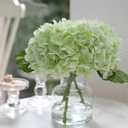 Real Touch Artificial Flowers Hydrangea in Vase for Home Decoration,Artificial Hydrangeas Centerpieces for Tables, Lifelike Fake Hydrangea in Vase for Bathroom, Office and Water Bar (Light Green)