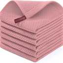 Homaxy 100% Cotton Waffle Weave Kitchen Dish Cloths, Ultra Soft Absorbent Quick Drying Dish Towels, 12 x 12 Inches, 6-Pack, Dried Rose