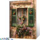 DIY Paint by Numbers Canvas Oil Painting Kit Flowers at The Door Painting Set for Children Adults Beginner Rural Bike Acrylic Painted Wall Art Home Living Room Decorative Frameless (16''Wx20''H(Without Frame), Italian Town-11)