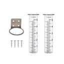 5 inch Capacity Rain Gauge with Stainless Steel Fence Mounting Rack Holder with 2 Pcs Replacement Tube Glass, Post Mount Rain Gauge for Yard Garden Outdoor Home