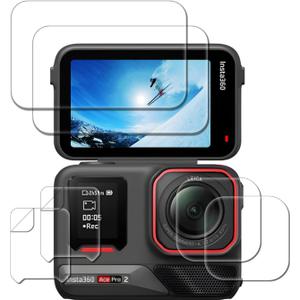 [2+2+2Pack] Screen Protector for Insta360 Ace Pro 2+Lens Protector for AcePro 2 Lens(Not ULTRA WIDE LENS) +PET(Not Glass) for Insta 360 Ace Pro2 Front Screen,9H Tempered Glass Protection Kit in Reusable Storage Case