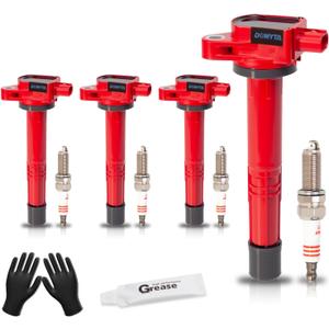 Set of 4 Upgraded Ignition Coil Pack and Iridium Spark Plugs fits for Honda CR-V 2010-2014, Civic 2012-2015, Accord 2008-2012, Crosstour 2008-2012, for Acura ILX 2013-2015 2.4L Replaces UF602