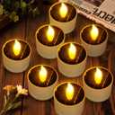 Solar Tea Lights Outdoor - 8 Pack Waterproof Rechargeable Dusk to Dawn Outdoor Lighting Flameless Flicker Reusable LED Solar Candles for Lanterns Camping Garden Home Decorations, 2.3''x2.1''
