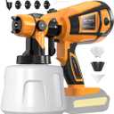 Paint Sprayer Tool High Power Electric Spray Paint Gun Easy to Clean for Furniture Cabinets Fence Walls Door Garden Chairs Light Yellow (Not Include Battery)