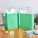 DjinnGlory 24 Pack Medium Green Paper Gift Bags with Handles and White Tissue (10''x8''x4'') for Party Favors Goodies, Small Business, Care Packages (Solid Green)