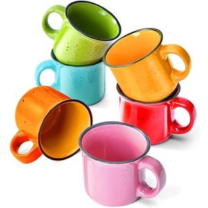 bestone Coffee Mugs Set of 5，16 oz Large Ceramic with Handles,Coffee,Salad,Noodles etc Cups for Cereal Latte,Vibrant Colors (Vibrant 6, 16-oz)