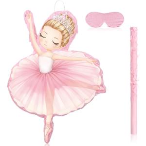 Threan Princess Piata Fairy Party Decorations Pink Ballet Piata Ballerina, Birthday Game Set Party Supplies for Girl Princess Theme Baby Shower Butterfly Birthday Supplies Decoration (Ballet)