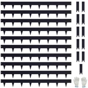 Pmango 10-Pack Galvanized Steel Landscape Lawn Edging 4.5 inch Height Black | Powder Coated Bendable Metal Strips - Hammer-in Edge Border - Yard Pathway Divider 40 inch Each(33Ft Total), #LYLB45BK-US