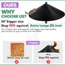 24 Inch Large Squirrel Baffle for Bird Feeder Pole, Squirrel Proof Bird Feeders Baffle with Metal Frame, Outside Squirrel Stopper & Bird House Guard for Shepherds Hook, Black, 1 Pack