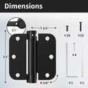 2 Pack Self Closing Door Hinges, Spring Hinges Self Closing 3.5 Inch with 5/8'' Radius Corners, Adjustable Tension for Garage, Front, Back Door, UL Listed, Left and Right Hand, Matte Black
