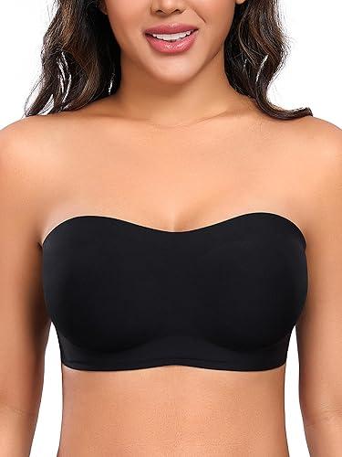 Gailife Smooth Strapless Bras for Women Non-Slip Wireless Bandeau Bra Padded Light Push Up Tube Top Bra XL