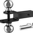 Upgraded 4-in-1 ATV/UTV Trailer Hitch with 2-Inch Receiver Tube, Multi-Purpose Tow Adapter, 1-7/8-Inch & 2-Inch Dual Ball Mount, Includes Pin & Clip, MAX 6,000 LB GTW, Matte Black