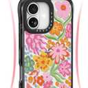 for iPhone 17 Case Cute - Military-Grade 20 ft Drop Protection Shockproof Phone Case - Funny Passion Flower Design (6.3") Black
