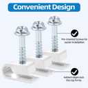 2 x White Cable Clips with Inserted Screws, Flexible Single Cable Screw Clips, Electrical Wire Fastener, 100 PCS