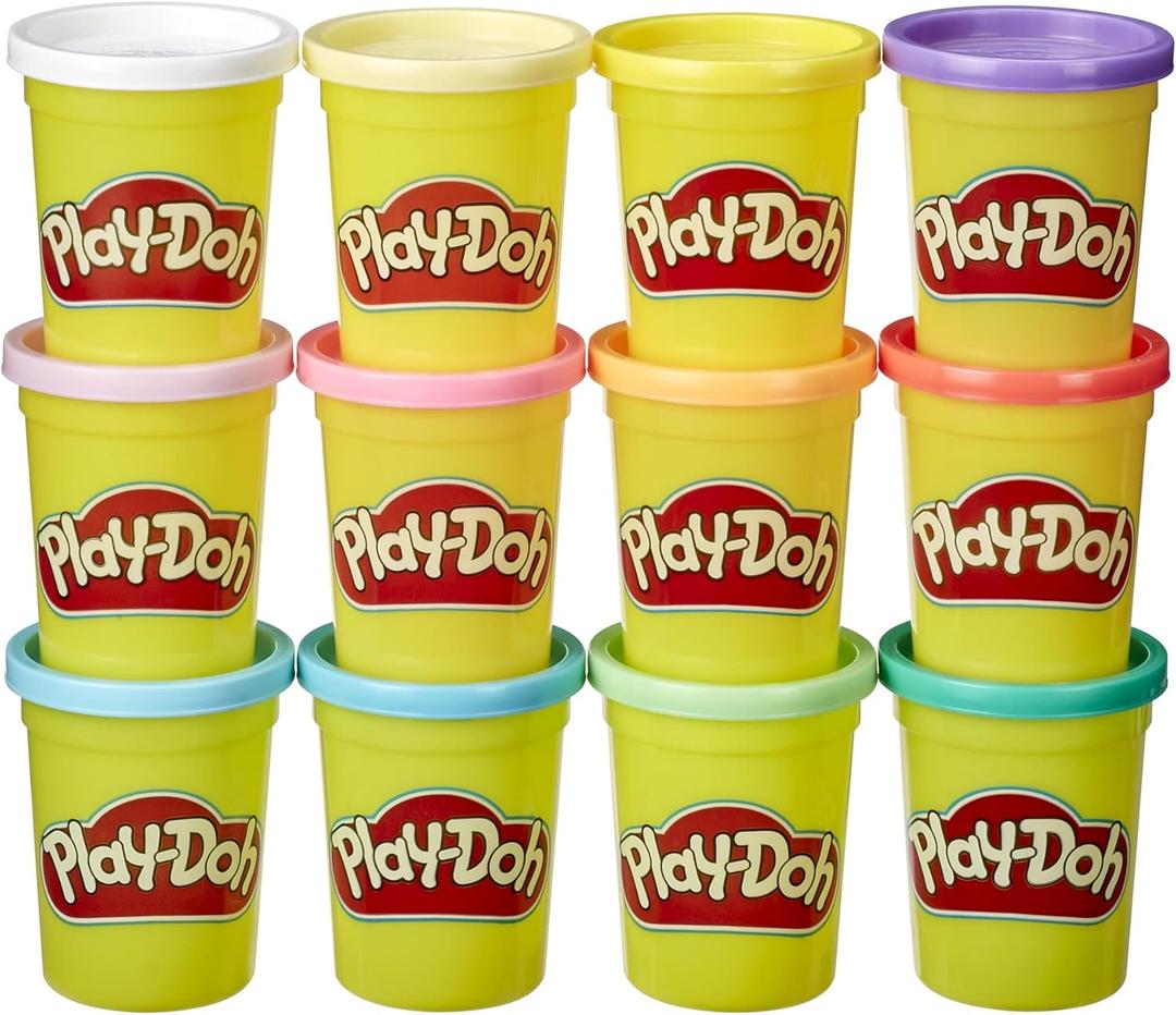 Play-Doh Pastel Colors Bulk 12-Pack of 4-Ounce Cans, Party Favors, Kids Arts & Crafts, Preschool Toys, Ages 2+