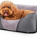 MIXJOY Calming Dog & Cat Beds - Soft Rectangle & Orthopedic Designs, Anti-Slip | Small / Medium Dogs & Indoor Cats (25x21in, Grey)