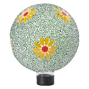 Gazing Ball 8 Inch Flower Glass Mosaic Garden Globe Outdoor Gazing Globe Yard Ornament for Garden Yard Home Lawn Outdoor Decoration Gift for Women (Not Solar Powered)