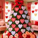 48 Set Valentine's Day Conversation Heart Cards Bulk with Envelopes and Hanging Rope Unique Shaped Greeting Cards Gift Hanging Ornament for Holiday Decoration