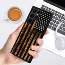 DJSOK Case for Samsung Galaxy S22 Ultra,Luxury Pattern Design Shockproof Rugged Cover,Cases for Man Woman-Classic Wood Grain Old Flag