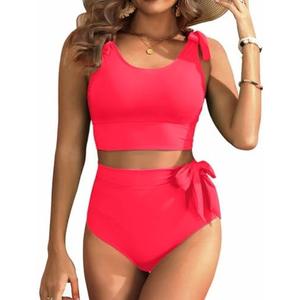 Two Piece High Waisted Swimsuits - Women Tummy Control Bikini Modest Bathing Suit 2PC 2025 Medium