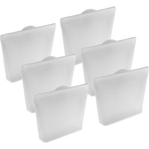 Home Logic Reusable Sandwich Bags - Set of 6 Clear Silicone Freezer Bags, Airtight Leak Resistant Reusable Zip Bags for Kitchen Home Food Prep, Microwave & Sous Vide Safe