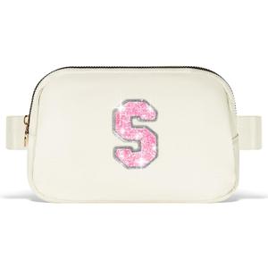 Uygafly Gifts for Girls Teens Kids - Birthday Gifts for Daughter Sister Her,Teen Girl Essentials,Travel Essentials,Cute Teen Trendy Stuff Waist Packs Belt Bag Crossbody Bag | Cream,Initial S