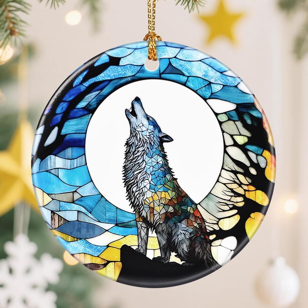 2 x Wolf Christmas Decorations for Tree, Christmas Ornaments, Keepsake Ornaments, Holiday Decor, Xmas Gifts, Gifts for Wolf Lovers, Animal Lovers
