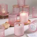 DARJEN 10 Pack Pink Candle Jars for Making Candles- 7.5 OZ Empty Glass Candle Making Jars with Bamboo Lids and Labels, Candle Containers Candle Making Jars for DIY Gifts