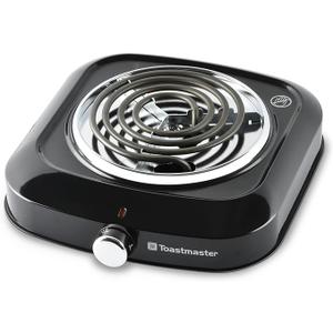 Toastmaster Single Burner with Coil Top & Chrome Knob - Single Tabletop Burner with Drip Shield & Non-Skid Feet - Electric Countertop Burner with Variable Heat Control