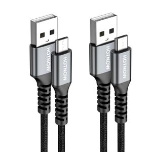 Micro USB Cable 3ft 2Pack, Android Charger Cable USB2.0 Data sync and Fast Charging Nylon Braided Cord for Samsung Galaxy S6 S7, HTC, LG, Sony, PS4, MP3, Tablet and Other Micro Devices (Black)