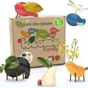 Taksa Toys Locomo Family 1 Open-Ended Waldorf Educational Outdoor Play Figures, Wooden Animal Montessori Toys for Kids 3 4 5 6 7+ for Childs Learning & Creativity Year Old, Gifts (Set of 5)