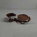 TP 12-Piece Dinnerware Set, Melamine Dishes Set with Bowls and Plates, Non-breakable and Lightweight Dinner Service for 4, Wood Grain