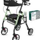 Cosydora Rollator Walkers for Seniors with Seat, 13.6 Lbs Ultra Lightweight Foldable Rolling Walker, 350Lbs Heavy Duty Aluminum, 8" All Terrain Wheels, Dual Adjustable Height, Sage Green