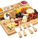 Charcuterie Boards and Knife Set - Bamboo Cheese Board - Wine Meat Cheese Tray Platter - Unique Housewarming Gifts, Anniversary Wedding Gifts for Couple, Bridal Shower Gift
