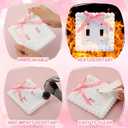 DoubleFill 4 Pcs Pink Bow Light Switch Covers Cute Pink Bow Outlet Covers 3D Decor Duplex Receptacle Wall Plates Preppy Room Decor for Women(4.5 X 4.5,Square)