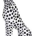 Quoowiit Statues for Home Decor, Modern Sculptures and Statues Decorations for Living Room, Bedroom, Table, Bookshelf, White Resin Leopard Art Decorative Sculpture with Black Polka Dots Design