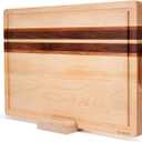 Large (16.9"L x 11.8"W x 1"Th) Hard Maple Wood Cutting Board for Kitchen-Wood Cutting Board with Holder for Meal Prep, Reversible Charcuterie Wooden Board, Sturdy, Space-saving Design