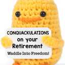 MBL Retirement Employee Appreciation Gifts - Conquackulations on Your Retirement Funny Crochet Duck Leaving Going Away Farewell Goodbye Present for Coworker Women Men Teacher Boss Lady Retirees
