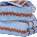 YiLUOMO Pale Blue Modern Wave Pattern Design Hand Towel Set of 2 Ultra Soft 100% Cotton Quick Dry Highly Absorbent Bathroom Hand Towels 13x 29 Inch