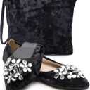 Silky Toes Foldable Flats for Women Dressy Ballet Shoes for Purse (10, Black Velvet)