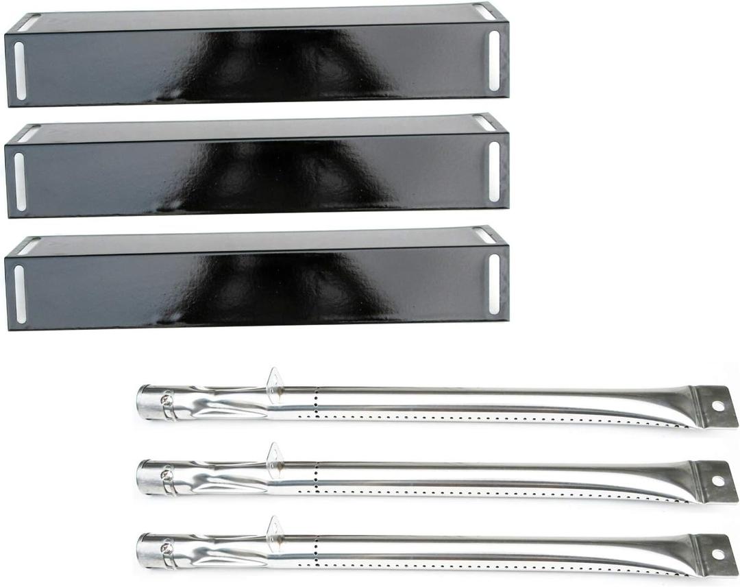 Direct Store Parts Kit DG116 Replacement for BBQ Grillware GGPL-2100 Gas Grill Burners, Heat Plates-3 Pack (Stainless Steel Burner + Porcelain Steel Heat Plate)