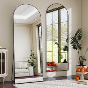 56" x 21" Arch Full Length Mirror - Floor Full Body Mirror with Aluminum Frame - Standing, Leaning or Hanging, for Bedroom, Living Room, Black