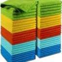 AIDEA Microfiber Cleaning Cloth, 50PK, Microfiber Towels for Cars, Premium Wash Cloths, Dusting Cloth Cleaning Rags, Absorbent Towels for SUVs, House, Kitchen, Window, Cleaning Supplies 12×12" (Yellow Blue Green)