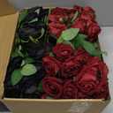 80 Pcs Roses Artificial Flowers, Silk Black & Red Artificial Flowers Petals Long Stem Roses for Wedding Bouquet Home Party Decor