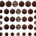 36pcs Velvet Ornaments for Christmas Trees, Flocked Christmas Balls Sets Assortment for Xmas Tree Holiday Decor (Brown)