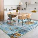 AROGAN 8x10 Rug Washable Area Rugs for Living Room, Modern Abstract Large Area Rug Non Slip Carpet, Low Pile Indoor Floor Soft Rug for Bedroom Dining Room Office Kids Playroom Decor, Mottled Blue (810 Feet)