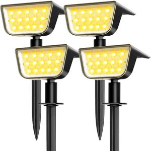 OUGELEE Solar Spot Lights Outdoor, Ultra Bright Solar Garden Lights Warm White, IP68 Waterproof Landscape Spotlights, 800LM 2700K for Yard Garden Wall Driveway, 4 Pack