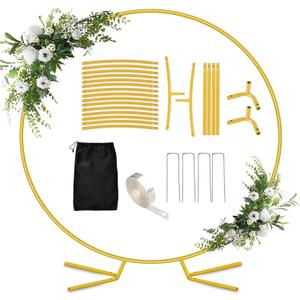 7.2FT Round Balloon Arch Stand,Gold Arch Backdrop Stand for Parties，Metal Circle Wedding Arch Heavy Duty for Ceremony Birthday Party Anniversary Bridal Graduation Decoration